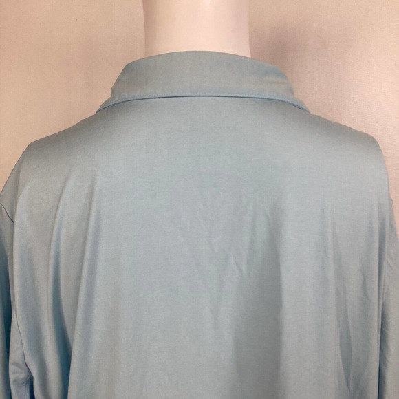 J. McLaughlin Shirt Women XL Blue Stretch V-Neck Collared Pocket Button Blouse - Picture 5 of 10